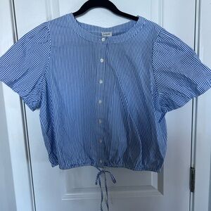 J. Crew Blue and White Striped Blouse